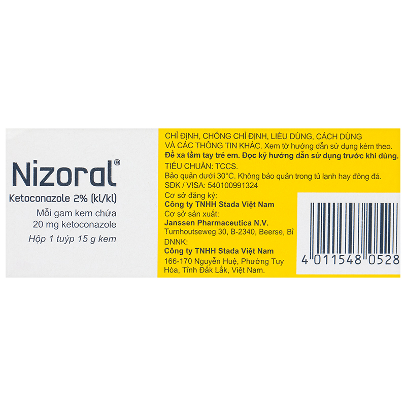 Kem bôi da Nizoral 20mg/g trị nhiễm nấm ngoài da, viêm da tiết bã tuýp 15g - 9